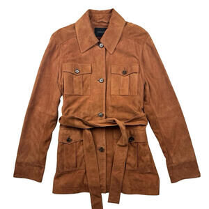 Banana Republic Sedona Leather Suede Belted Jacket Rust Size S